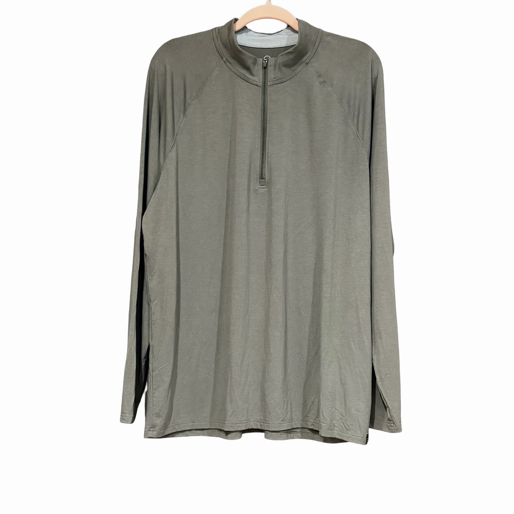 Mens Free Fly Bamboo Flex Quarter (1/4) Zip Fatigue Green Size 2XL Outdoor